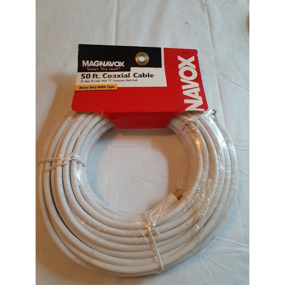 New Magnavox 75 Ohm Coaxial Cable 50 ft RG6/U Type F Connectors